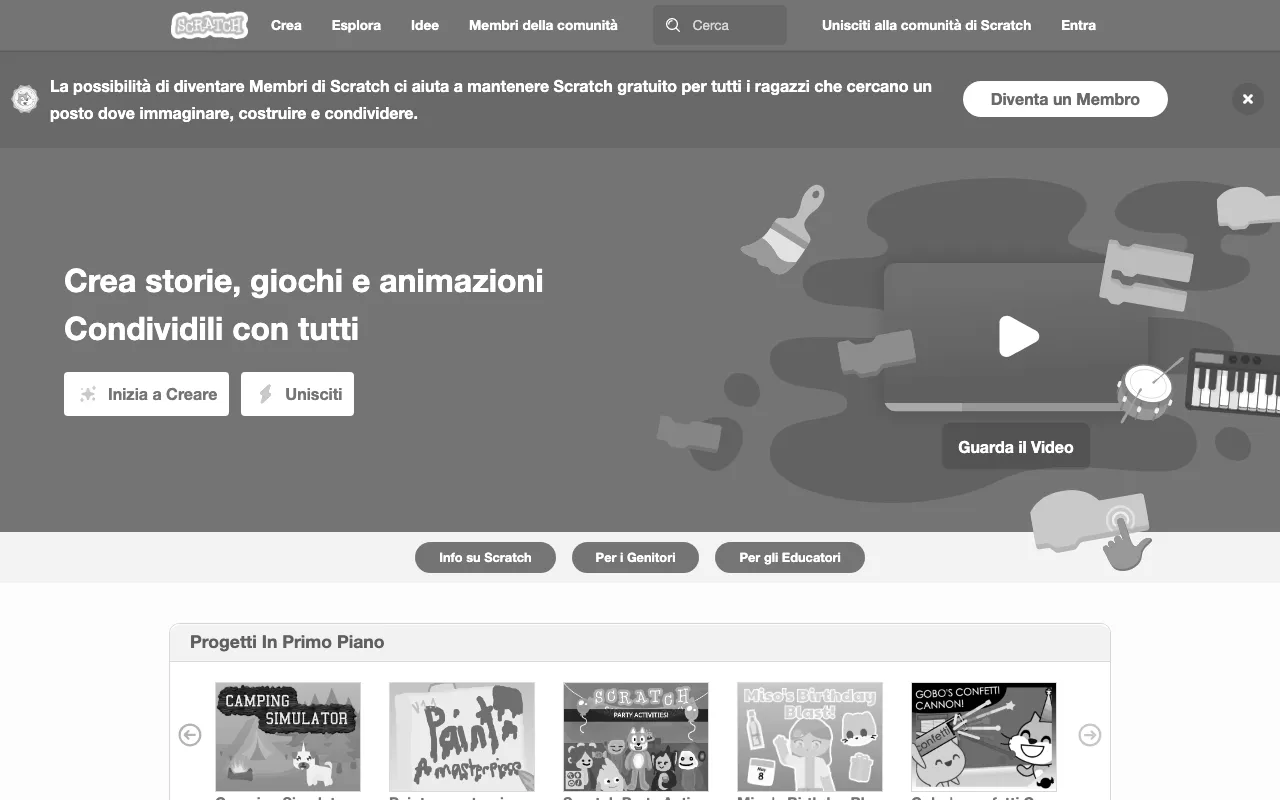 Anteprima di Scratch, piattaforma per creare giochi e storie interattive