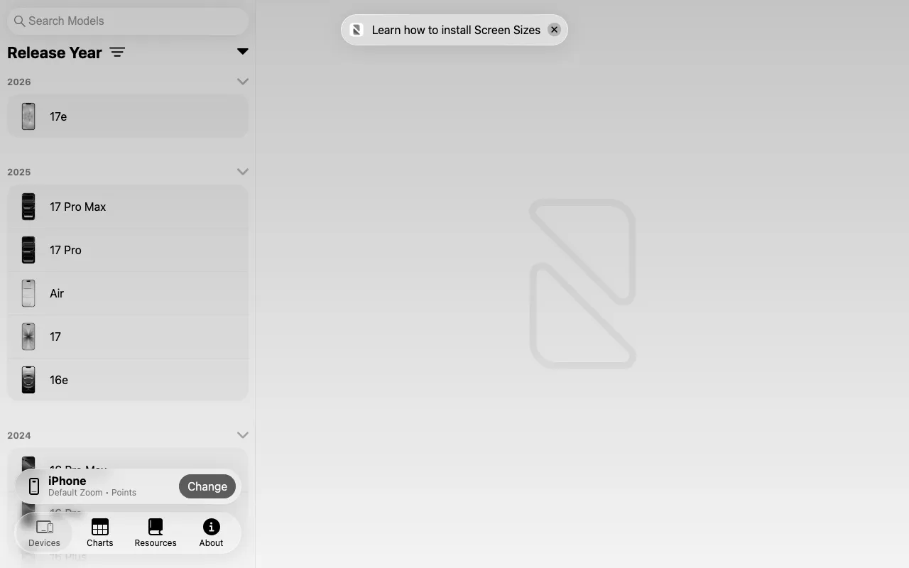 Anteprima di Screen Sizes