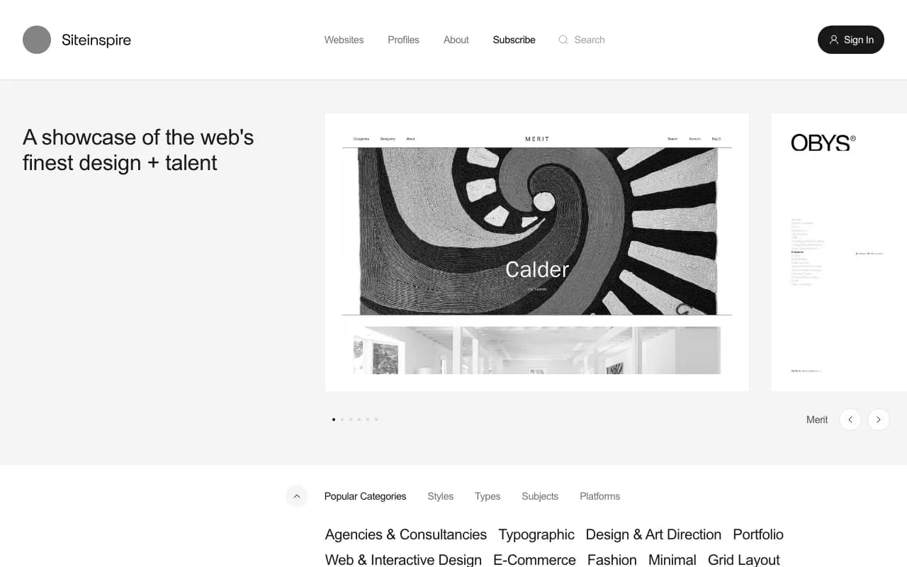 Anteprima di Site inspire, raccolta di website per ispirazione