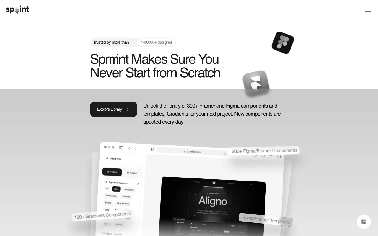 Anteprima di Sprrrint, raccolta di template e componenti