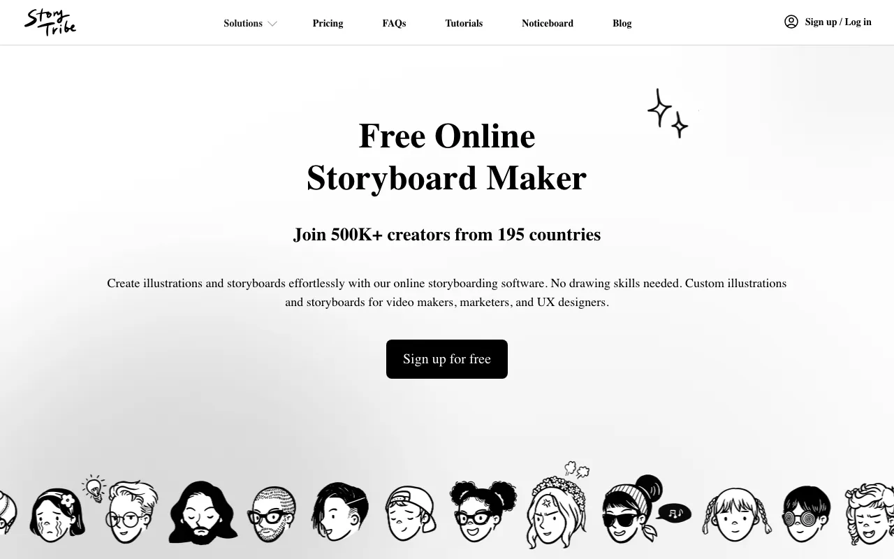 Anteprima di Storytribe, tool per creare storyboard online