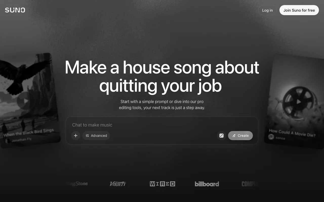 Anteprima di Suno, tool AI per creare musiche inedite
