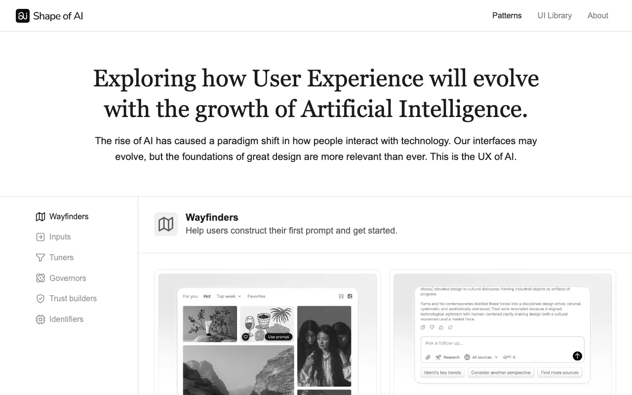 Anteprima di The Shape of AI, raccolta di linee guida su AI e design
