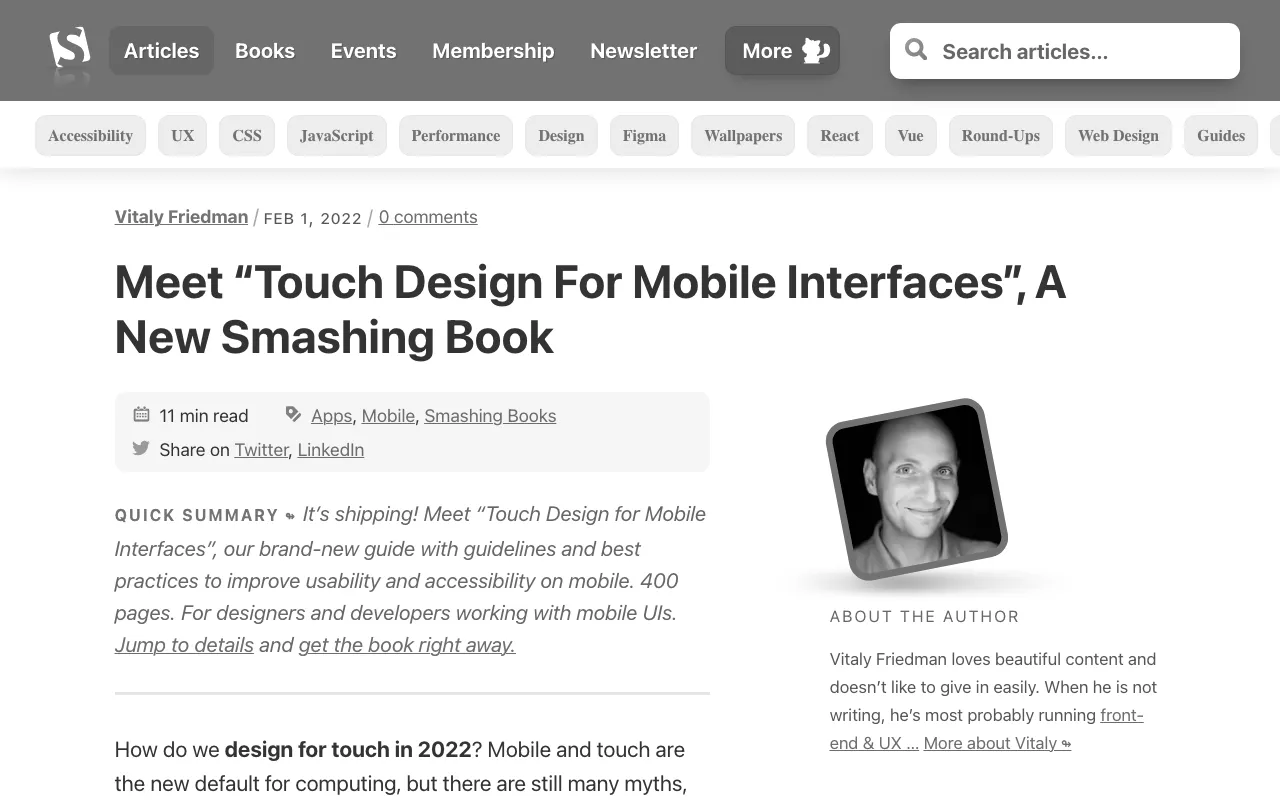 Anteprima di Touch Design for Mobile Interfaces