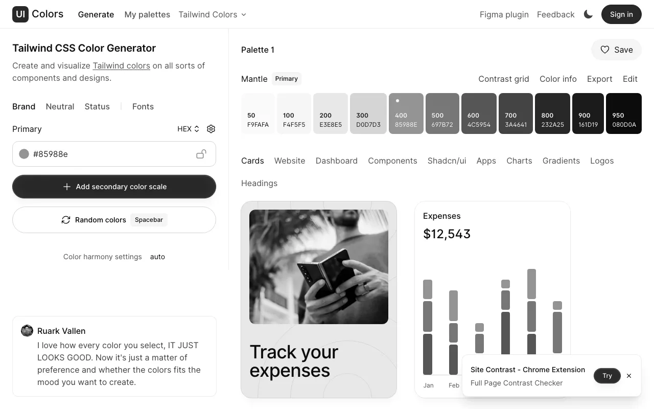 Anteprima di UI Colors by Tailwind