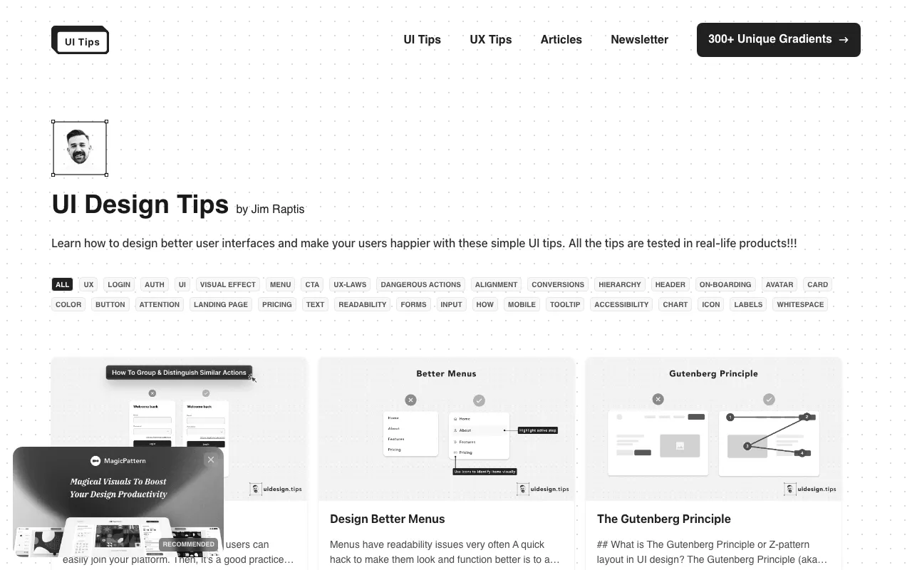 Anteprima di UI Design Tips, raccolta di consigli sulla progettazione
