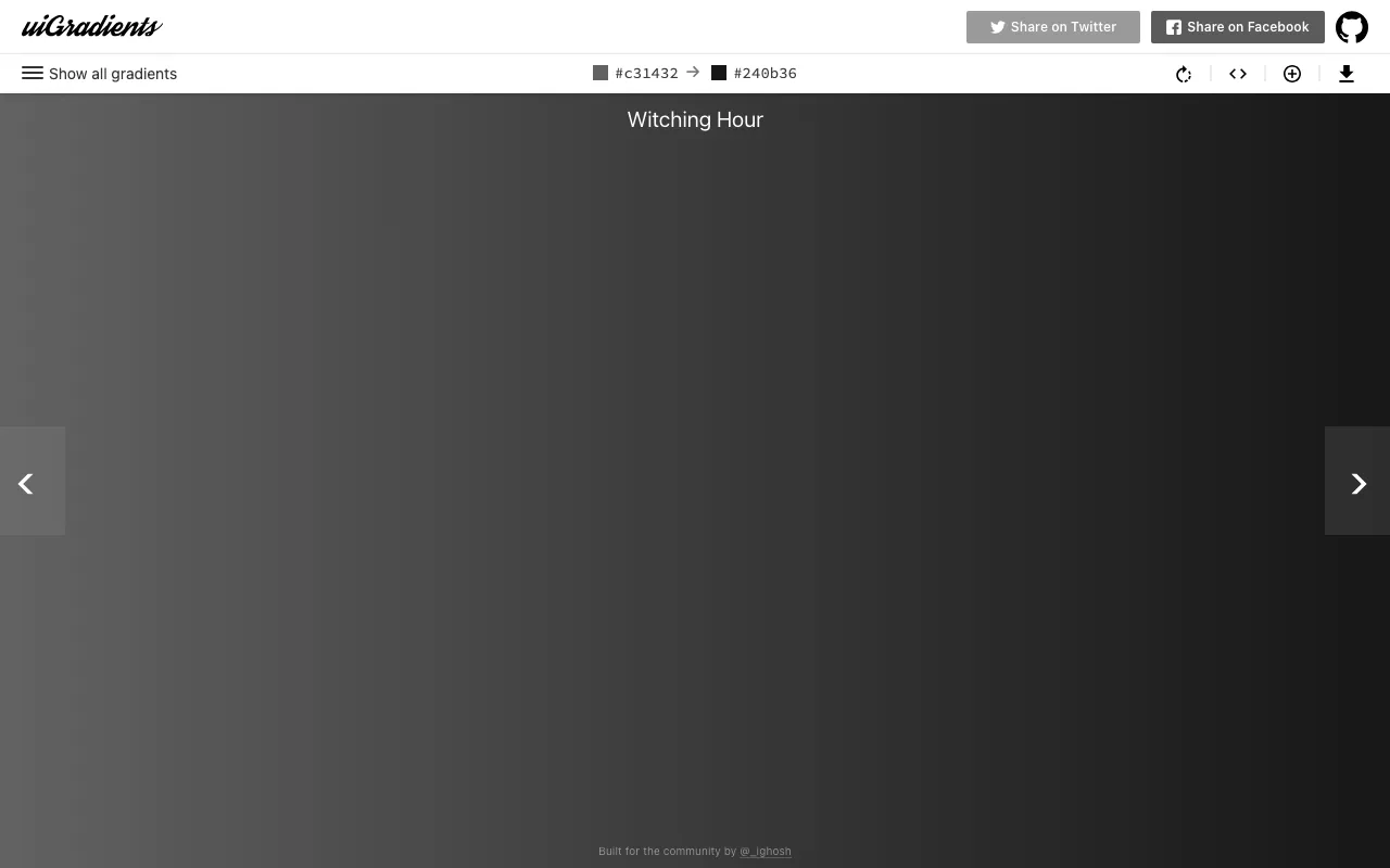 Anteprima di UI Gradients, tool per creare sfumature
