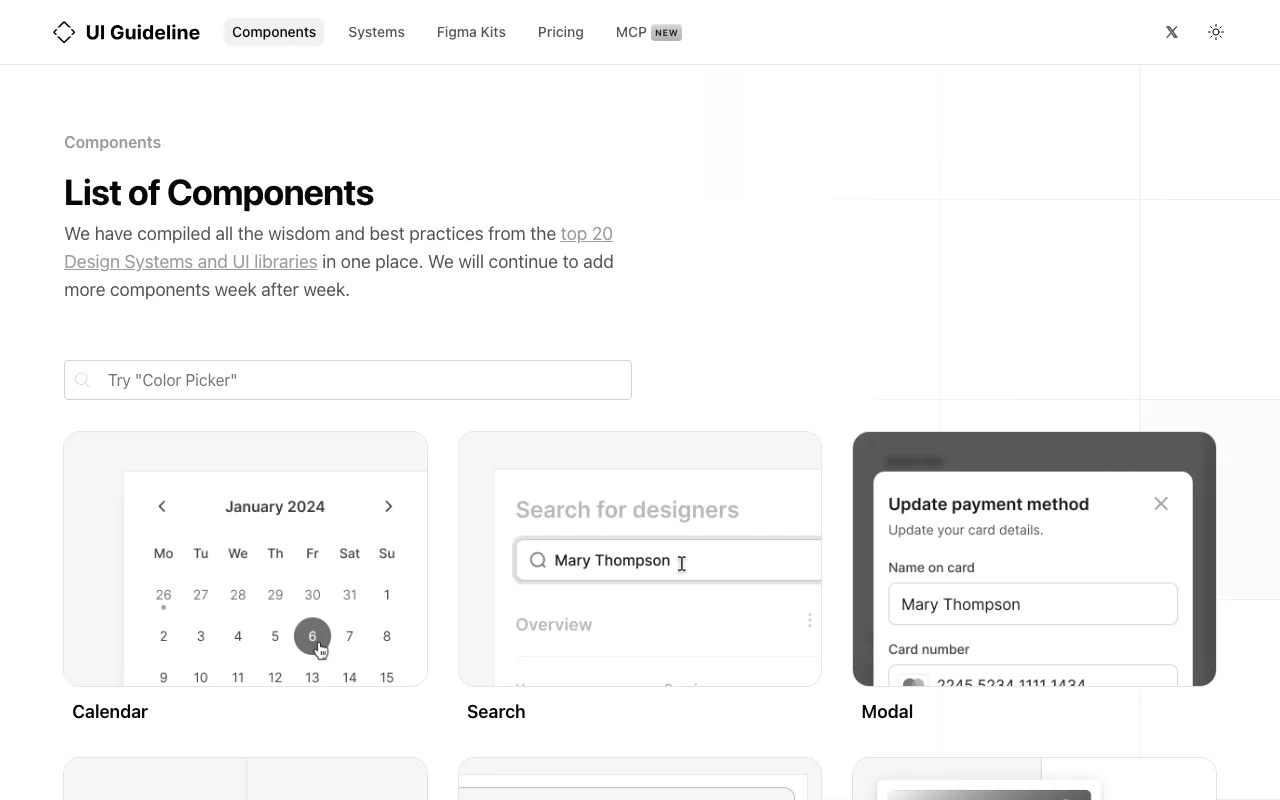 Anteprima di UI Guideline, raccolta di linee guida per la UI