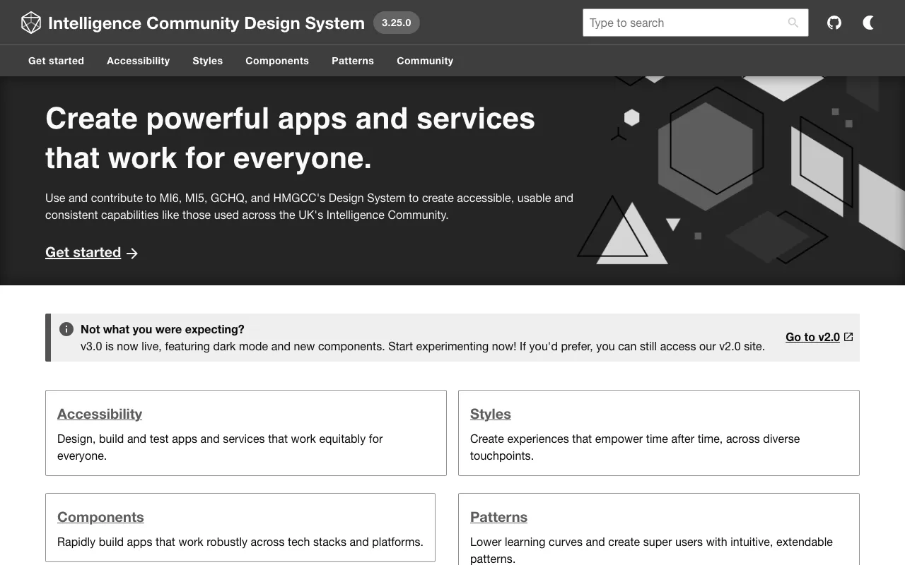 Anteprima di UK Intelligence Community Design System