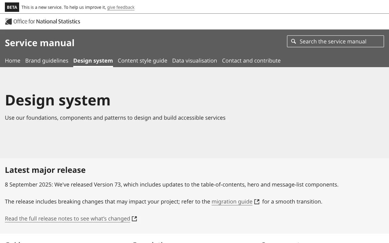 Anteprima di UK Office for National Statistics Design System