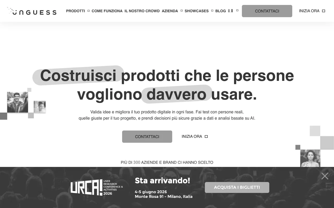 Anteprima di Unguess, piattaforma di reperimento partecipanti e research