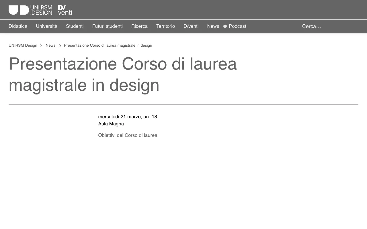 Anteprima di UNI.RSM, laurea in Experience Design