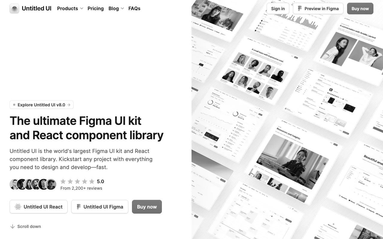 Anteprima di Untitled UI, UI kit e Design System su Figma