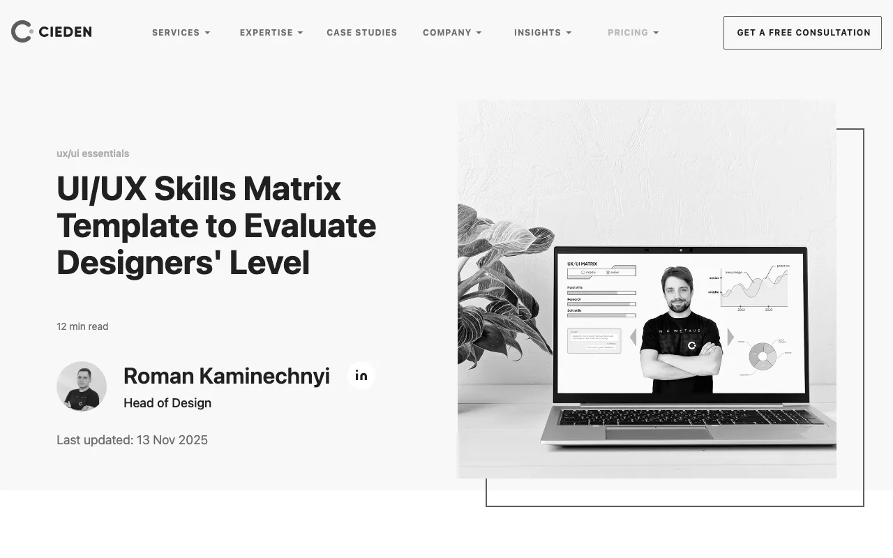 Anteprima di UX Skills Competency Matrix di Cieden (+ Notion Template)