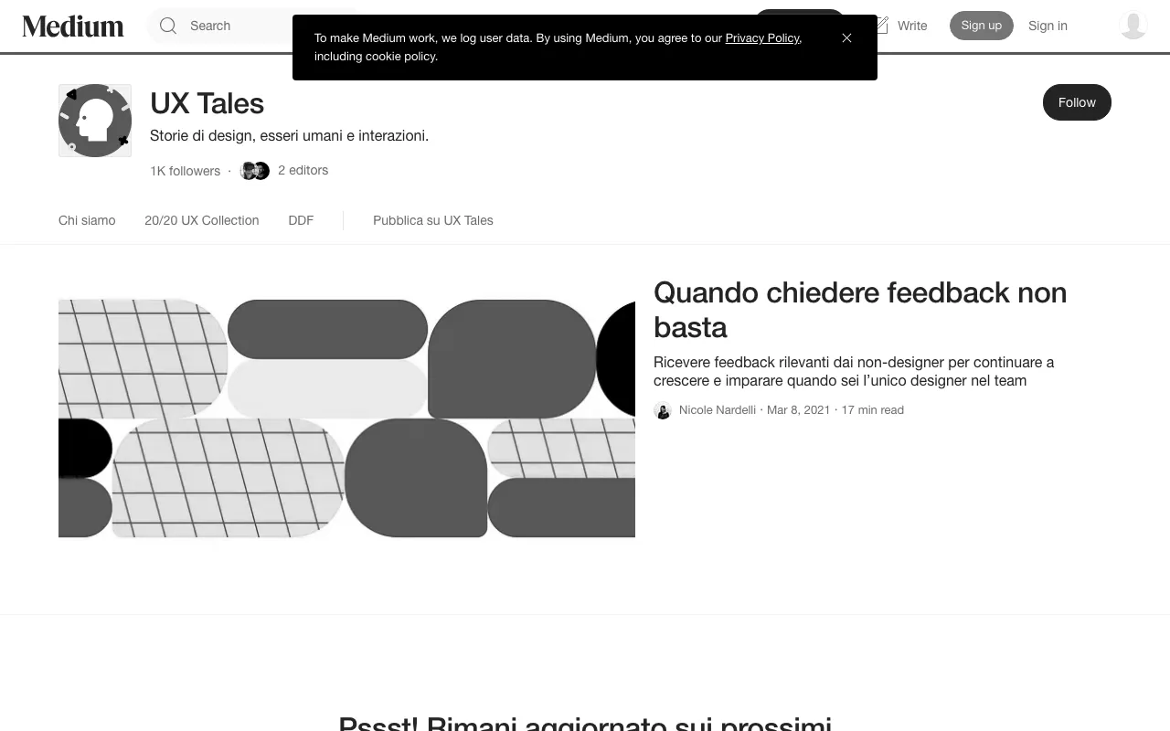 Anteprima di UX Tales, blog sul design