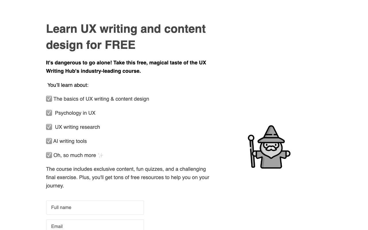Anteprima di UX Writing Hub, corso su UX writing