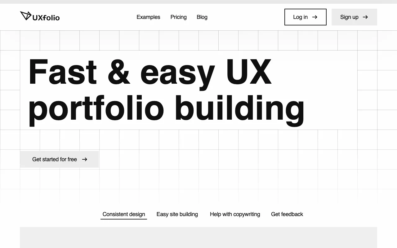 Anteprima di UXfolio, piattaforma di creazione portfolio per UX/UI Designer