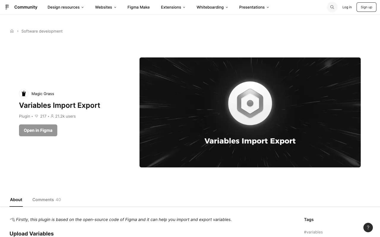 Anteprima di Variable import export, figma plugin