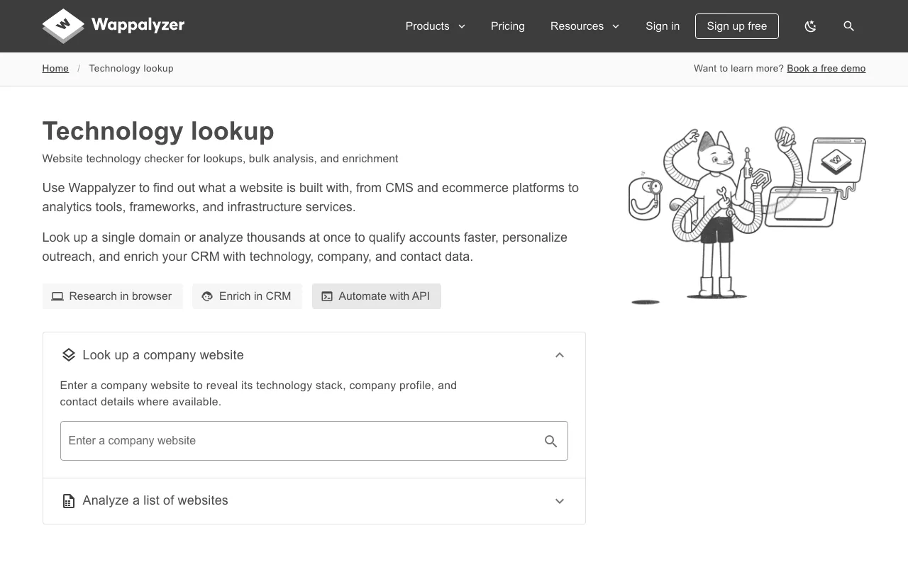 Anteprima di Wappalyzer, tool per individuare le tecnologie usate per i siti web