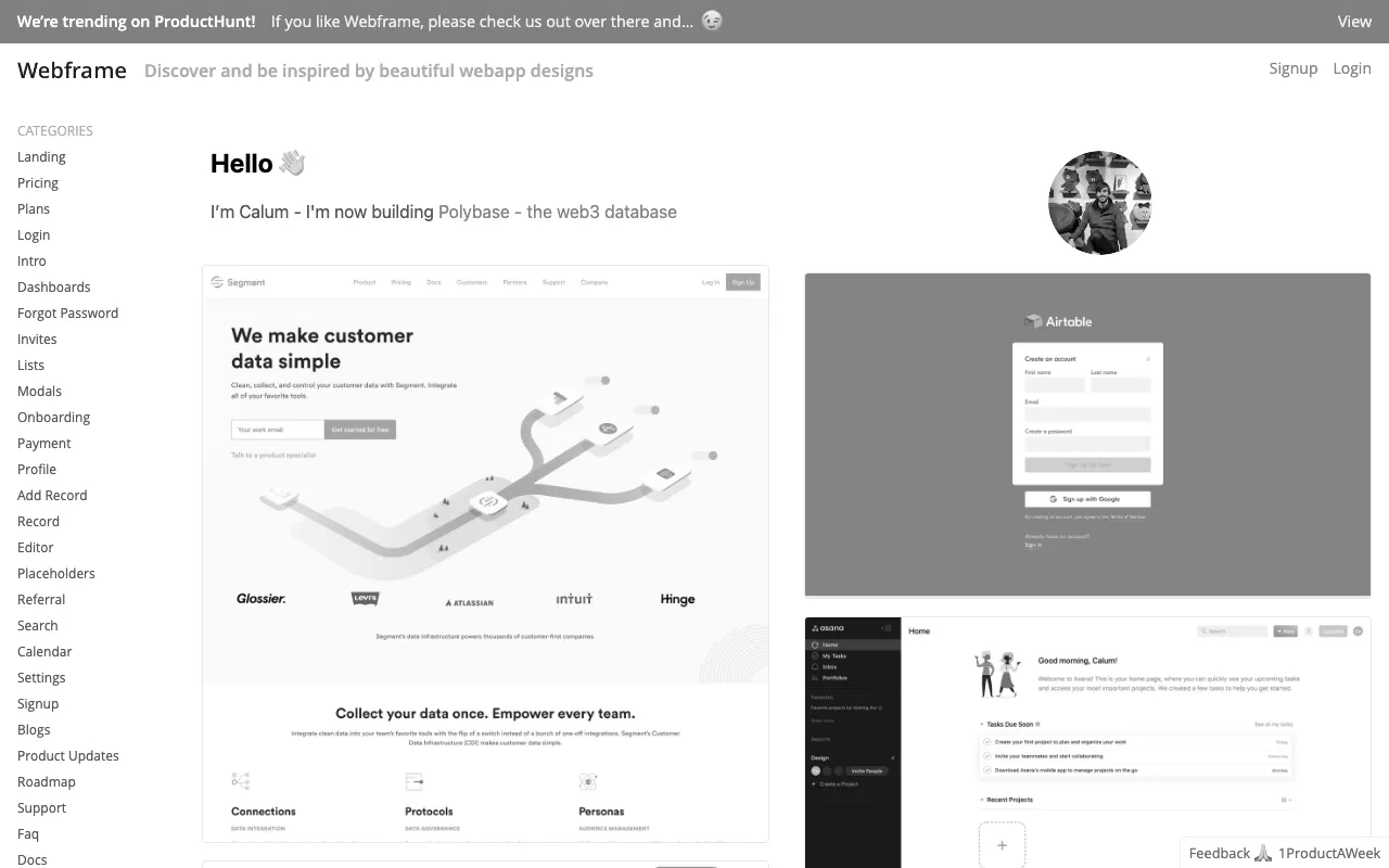 Anteprima di Webframe, raccolta di screenshot