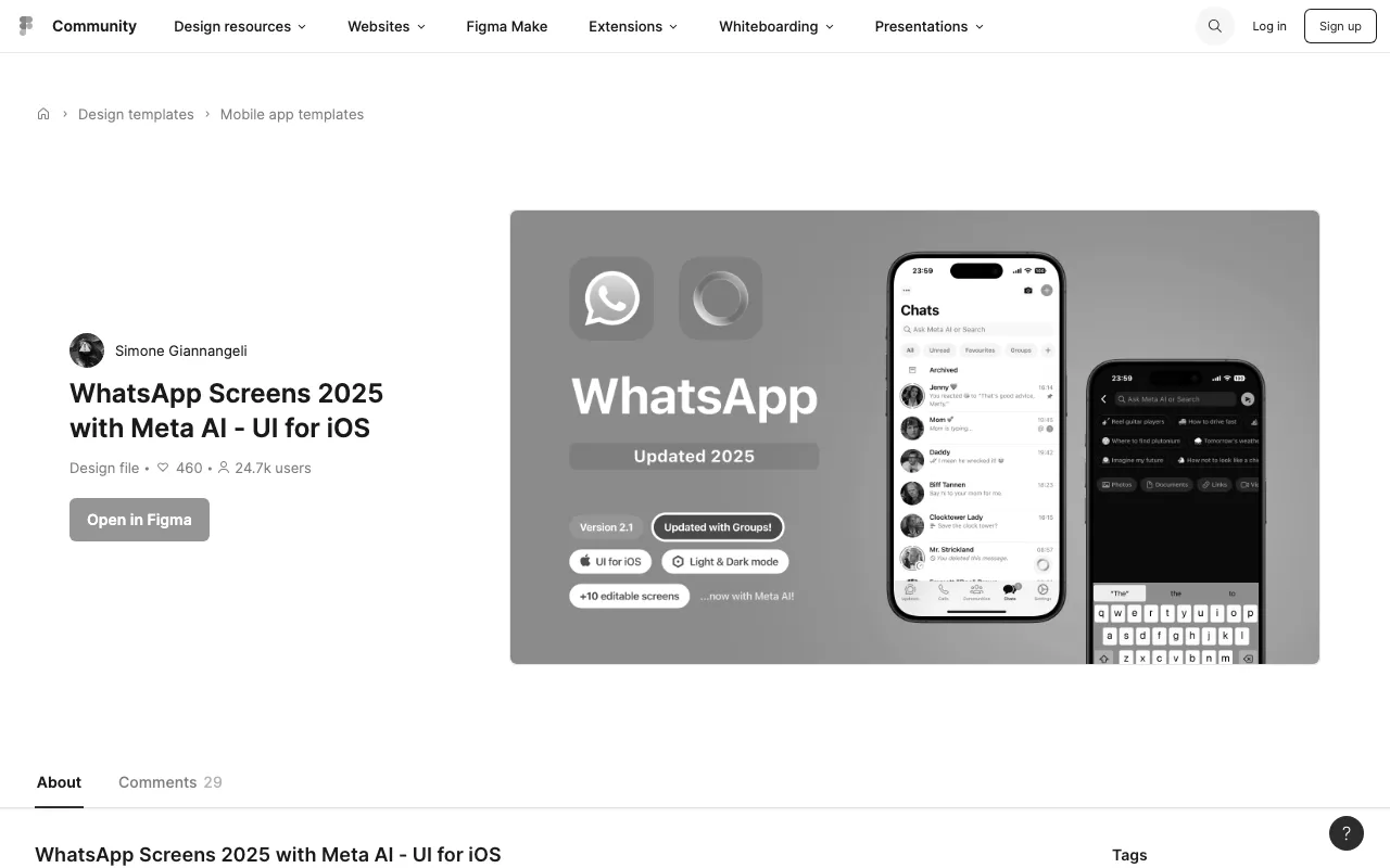 Anteprima di WhatsApp 2024 - UI Kit per iOS